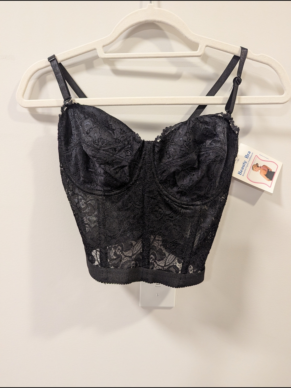 Black Lace Longline Bustier Top